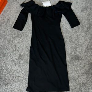 Zara Black Off the shoulder Body Con Dress - Size Small